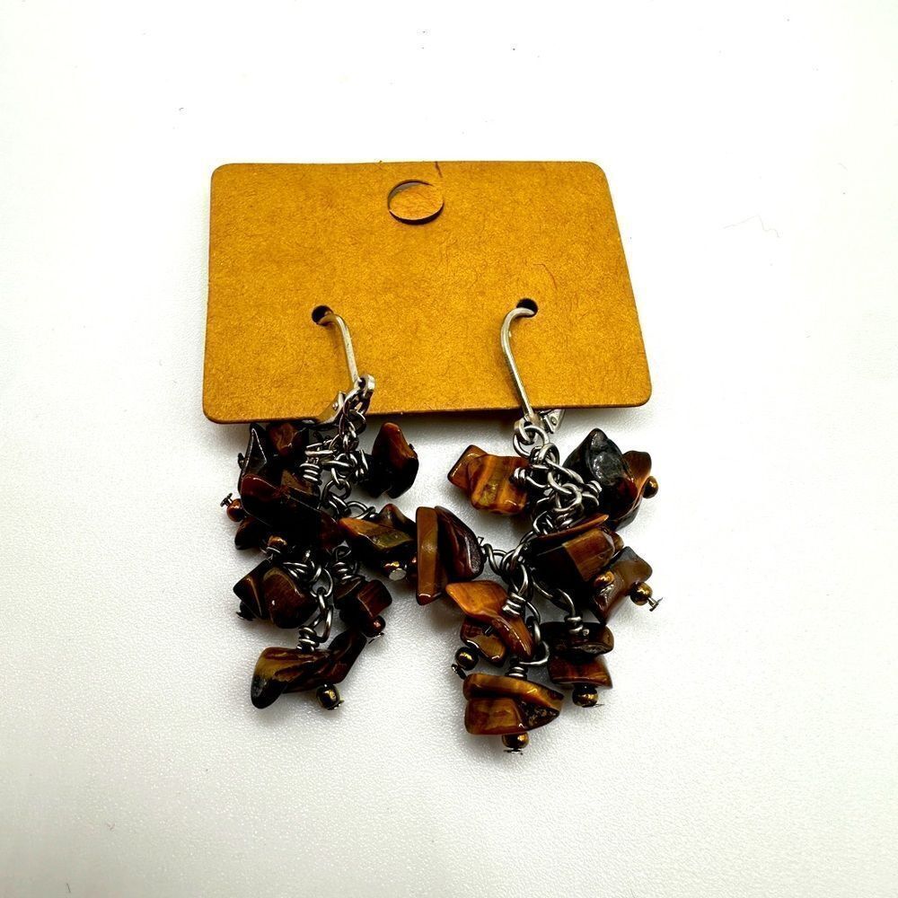 Stunning tigers eye chip lever back dangle earrings!